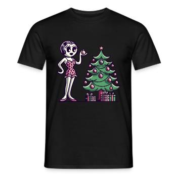 Motif de dessin animé pin-up de Noël en rétro - T-shirt homme - noir - Devant - AI Model Male 178 light (178cm)