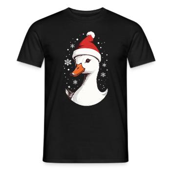 Canard de Noël avec chapeau de Noël - T-shirt homme - noir - Devant - AI Model Male 178 light (178cm)