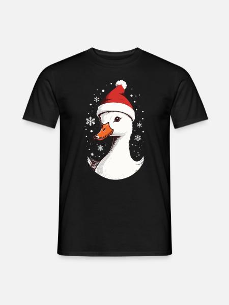 Christmas duck with Christmas hat - Men's T-Shirt - black