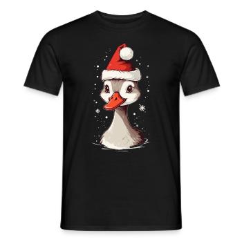 Canard de Noël avec chapeau de Noël - T-shirt homme - noir - Devant - AI Model Male 178 light (178cm)