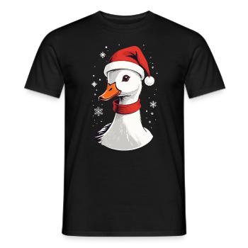 Weihnachtliche Ente mit Mütze und Schneeflocken - Männer T-Shirt - Schwarz - Vorne - AI Model Male 178 light (178cm)