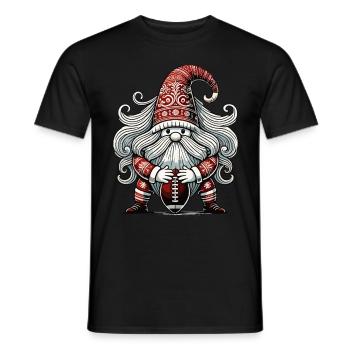 Christmas Football Gnome for Sports Lovers - Men's T-Shirt - black - Front - AI Model Male 178 light (178cm)