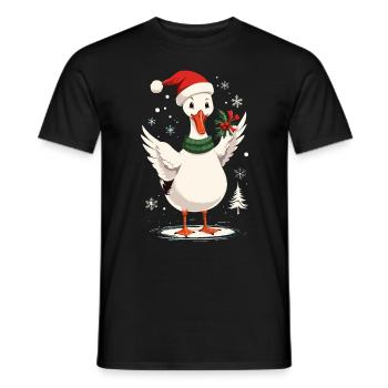 Canard de Noël avec chapeau de Noël - T-shirt homme - noir - Devant - AI Model Male 178 light (178cm)
