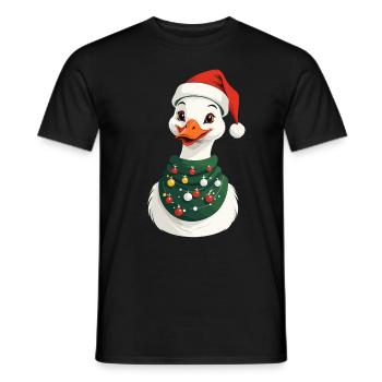 Canard de Noël avec chapeau de Noël - T-shirt homme - noir - Devant - AI Model Male 178 light (178cm)