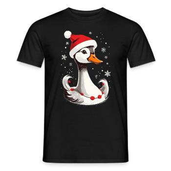 Canard de Noël avec chapeau et flocons de neige - T-shirt homme - noir - Devant - AI Model Male 178 light (178cm)