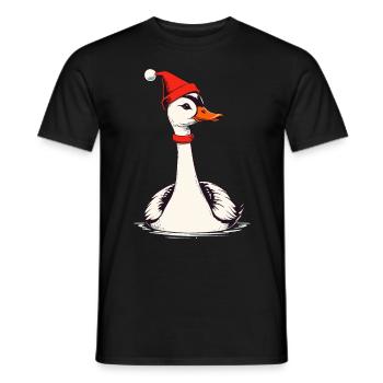Oie de Noël avec chapeau de Noël - T-shirt homme - noir - Devant - AI Model Male 178 light (178cm)