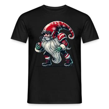 Christmas Football Gnome Dwarf Elf Gnome Gnome - Men's T-Shirt - black - Front - AI Model Male 178 light (178cm)