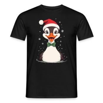 Canard de Noël avec chapeau de Noël - T-shirt homme - noir - Devant - AI Model Male 178 light (178cm)