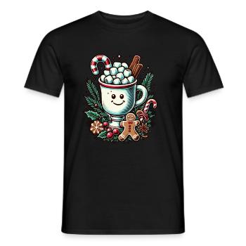 Christmas Hot Chocolate with Cinnamon - Men's T-Shirt - black - Front - AI Model Male 178 light (178cm)