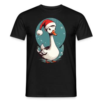 Canard festif avec chapeau de Père Noël - T-shirt homme - noir - Devant - AI Model Male 178 light (178cm)