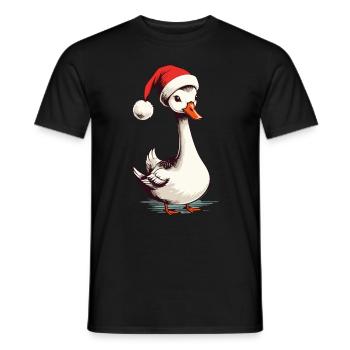 Canard festif avec chapeau de Noël pour Noël - T-shirt homme - noir - Devant - AI Model Male 178 light (178cm)