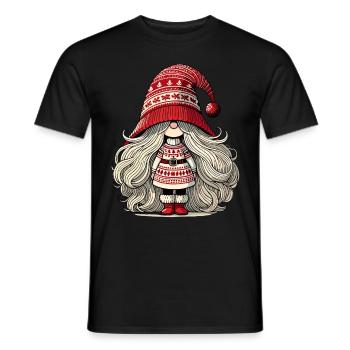 Christmas Gnome Woman Festive Gnome Girl - Men's T-Shirt - black - Front - AI Model Male 178 light (178cm)