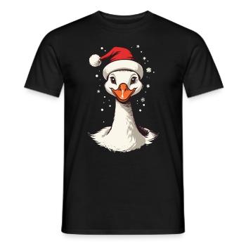 Motif de Noël sucré de canard festif avec chapeau - T-shirt homme - noir - Devant - AI Model Male 178 light (178cm)