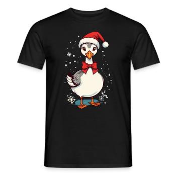 Motif de Noël sucré de canard festif avec chapeau - T-shirt homme - noir - Devant - AI Model Male 178 light (178cm)