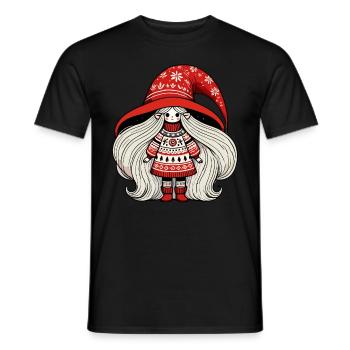 Gnomin de Noël dans le style scandinave - T-shirt homme - noir - Devant - AI Model Male 178 light (178cm)