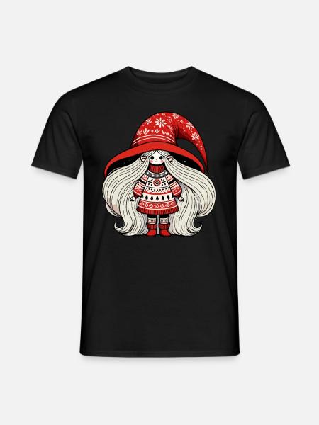 Christmas gnome in Scandinavian style - Men's T-Shirt - black