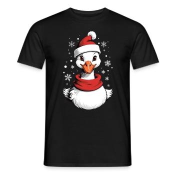 Canard de Noël avec chapeau de Noël - T-shirt homme - noir - Devant - AI Model Male 178 light (178cm)