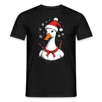 Canard de Noël avec un joli chapeau de Noël - T-shirt homme - noir - Devant - AI Model Male 178 light (178cm)