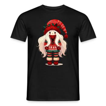 Cute Christmas elf in Scandinavian style - Men's T-Shirt - black - Front - AI Model Male 178 light (178cm)