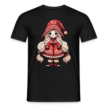 Festive Christmas elf in Scandinavian style - Men's T-Shirt - black - Front - AI Model Male 178 light (178cm)