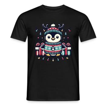 Süßer Weihnachtspinguin Mit Lichterkette - Männer T-Shirt - Schwarz - Vorne - AI Model Male 178 light (178cm)