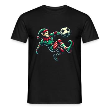 Christmas Elf Football Player Motif - Men's T-Shirt - black - Front - AI Model Male 178 light (178cm)