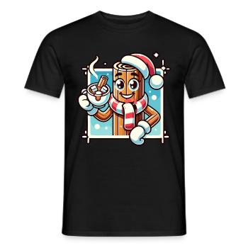 Heiße Schokolade Mit Zimt Cartoon Winterfreude - Männer T-Shirt - Schwarz - Vorne - AI Model Male 178 light (178cm)
