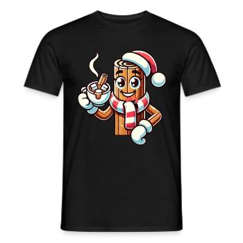 Heiße Schokolade Mit Zimt Cartoon Weihnachten - Männer T-Shirt - Schwarz - Vorne - AI Model Male 178 light (178cm)