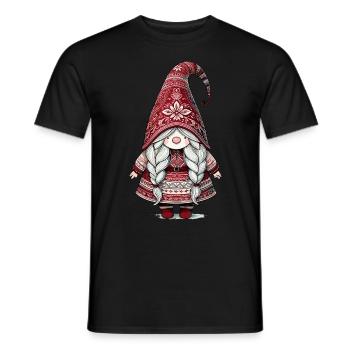 Cute Christmas elf in scandinavian style - Men's T-Shirt - black - Front - AI Model Male 178 light (178cm)