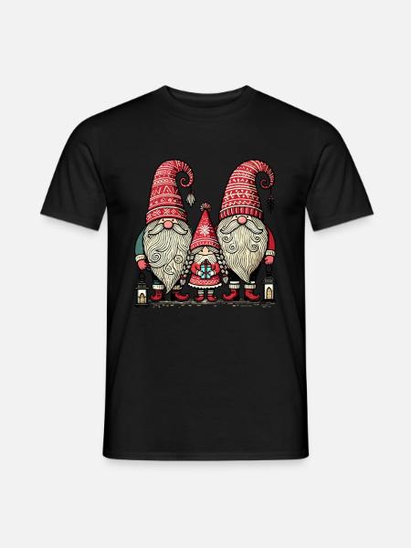 Weihnachtliche Gnome Süße Wichtel Zwerge - Männer T-Shirt - Schwarz