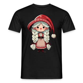 Gnome de Noël femme à la scandinave - T-shirt homme - noir - Devant - AI Model Male 178 light (178cm)