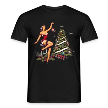 Pin-up de Noël style rétro vintage - T-shirt homme - noir - Devant - AI Model Male 178 light (178cm)