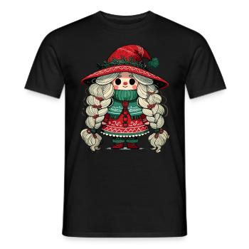 Festliches Wichtel Mädchen Im Skandinavischen - Männer T-Shirt - Schwarz - Vorne - AI Model Male 178 light (178cm)