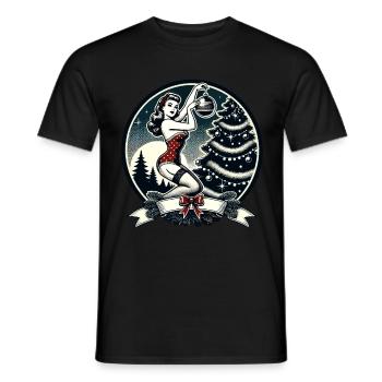 Magie de Noël rétro festive avec une touche de pin-up - T-shirt homme - noir - Devant - AI Model Male 178 light (178cm)