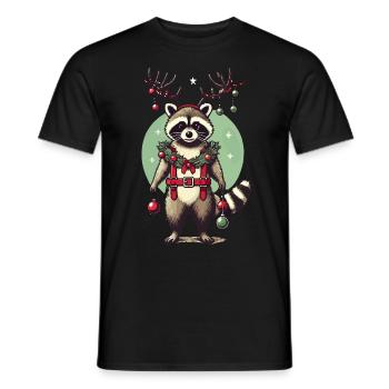 Niedlicher Waschbär Mit Rentiergeweih - Männer T-Shirt - Schwarz - Vorne - AI Model Male 178 light (178cm)