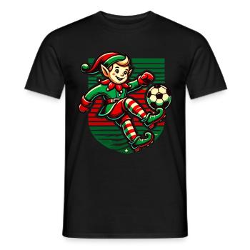 Soccer Playing Christmas Elf Fun - Men's T-Shirt - black - Front - AI Model Male 178 light (178cm)