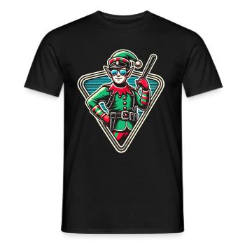 Christmas elf with sunglasses - Men's T-Shirt - black - Front - AI Model Male 178 light (178cm)