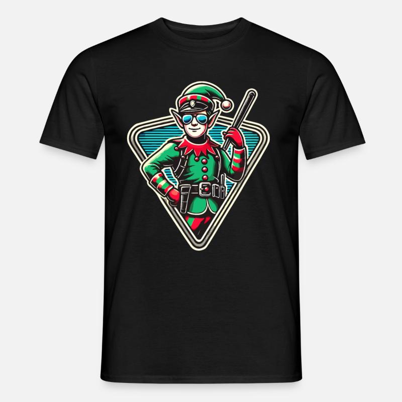 Weihnachtself Mit Sonnenbrille - Männer T-Shirt - Schwarz