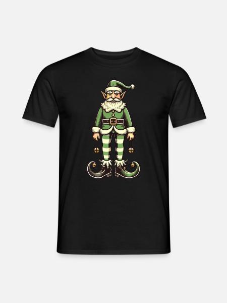 Elfo di Natale in costume bianco verde - T-shirt uomo - nero