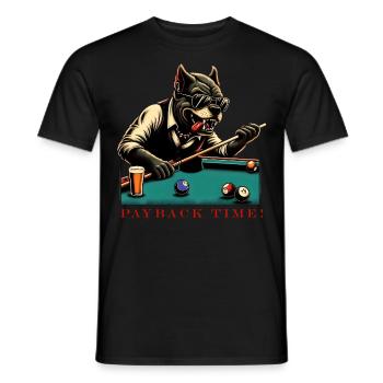 Annoyed and angry billiard playing dog, vintage - Men's T-Shirt - black - Front - AI Model Male 178 light (178cm)