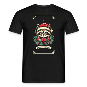 Ambiance de Noël mignon raton laveur - T-shirt homme - noir - Devant - AI Model Male 178 light (178cm)