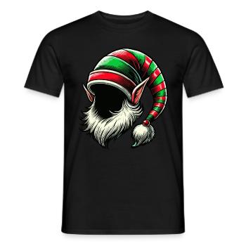 Weihnachtlicher Elfenhut mit Bart und Ohren Kostüm - Männer T-Shirt - Schwarz - Vorne - AI Model Male 178 light (178cm)