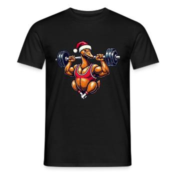 Lustige Weihnachtsgans Bodybuilding Motiv - Männer T-Shirt - Schwarz - Vorne - AI Model Male 178 light (178cm)