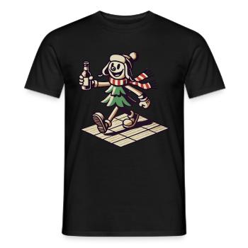 Promenade de la mascotte de Noël rétro - T-shirt homme - noir - Devant - AI Model Male 178 light (178cm)