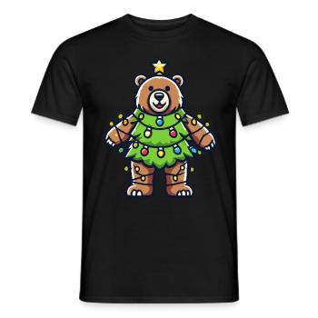 Christmas bear with fairy lights - Men's T-Shirt - black - Front - AI Model Male 178 light (178cm)