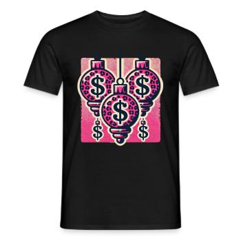 Christmas decorations with dollar signs - Men's T-Shirt - black - Front - AI Model Male 178 light (178cm)