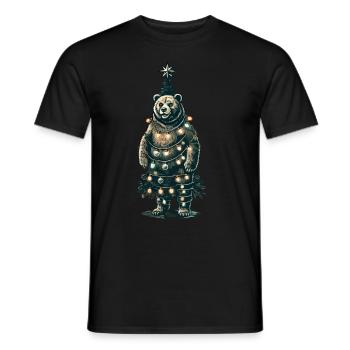 Ours de Noël décoré de lumières - T-shirt homme - noir - Devant - AI Model Male 178 light (178cm)
