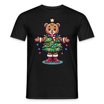 Ours de Noël avec des guirlandes lumineuses - T-shirt homme - noir - Devant - AI Model Male 178 light (178cm)