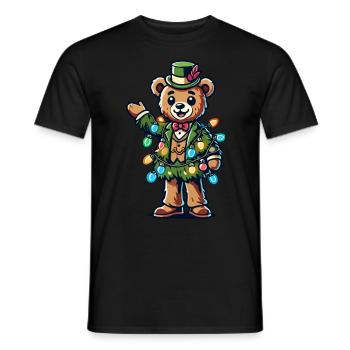 Fröhlicher Bär Mit Weihnachtslichtern - Männer T-Shirt - Schwarz - Vorne - AI Model Male 178 light (178cm)