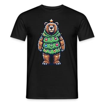 Ours de Noël avec arbre de lumière - T-shirt homme - noir - Devant - AI Model Male 178 light (178cm)